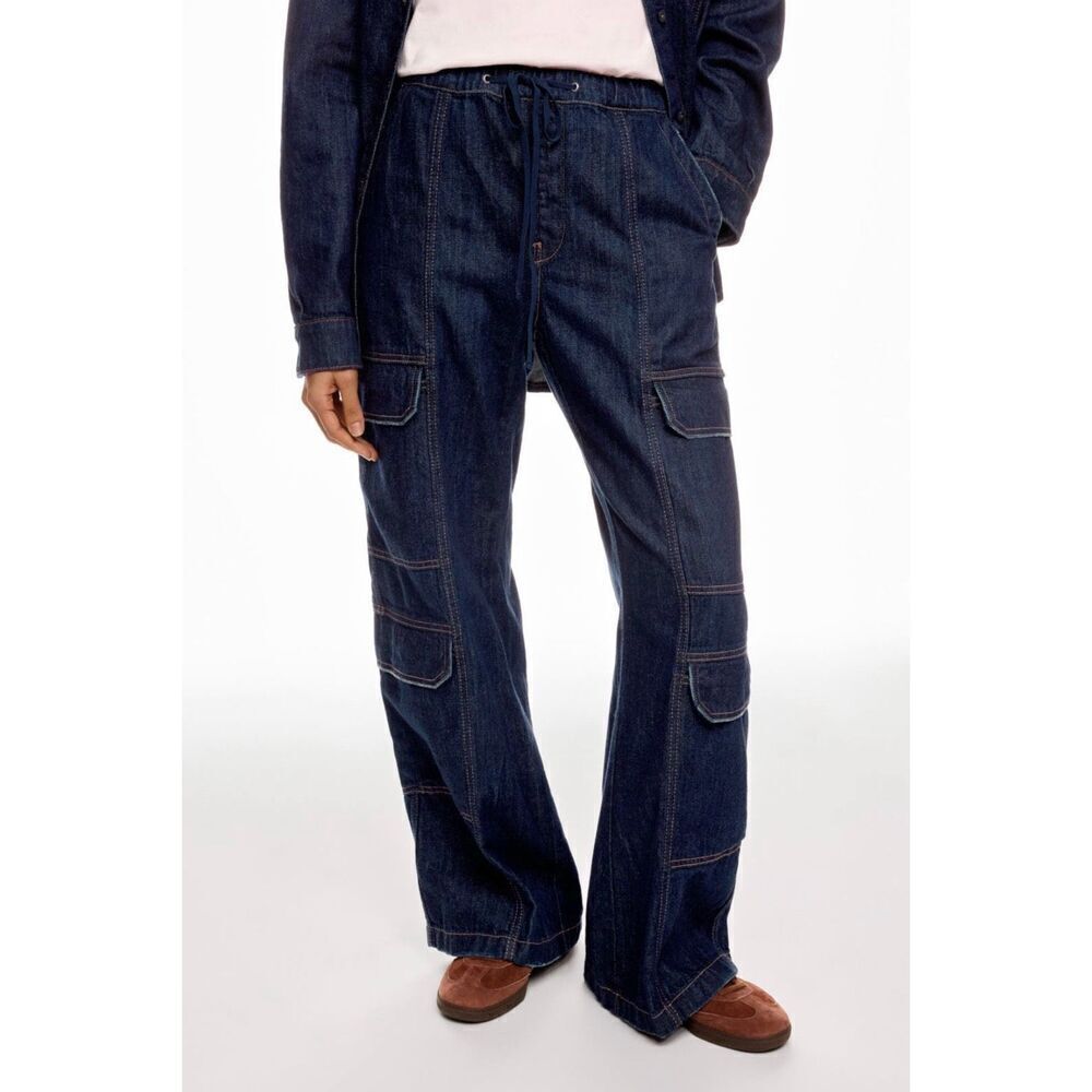 Hudson Drawstring Parachute Wide Leg Cargo Pant  LARGE 🟠